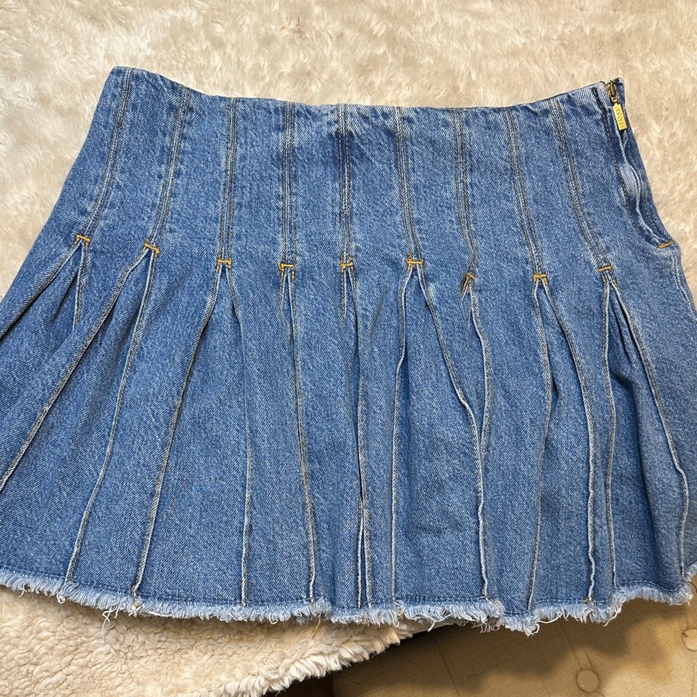 Liu Jo Blue Pleated Skater Mini Skirt